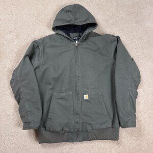 Carhartt Mens XL Tall Loose Fit Work Duck Jacket Model J130-M Green Moss Quilted